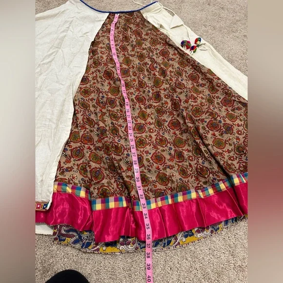 Pink white garba navratri festive traditional chaniya lehenga ghagra choli - Picture 12 of 12